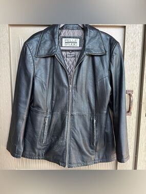 Pelle Studio Black Leather Zip-Front Jacket Grunge, 90’s, Moto, Goth Rock & Roll